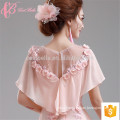 Light pink cap sleeve women ladies chiffon two piece latest net designs evening dress